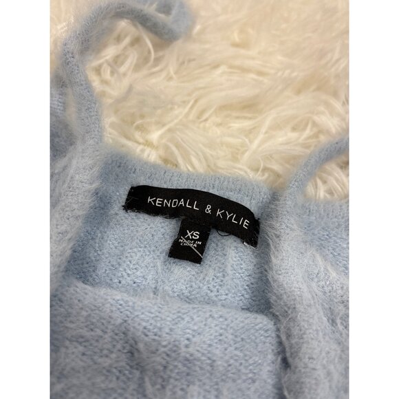 Kendall & Kylie XS Fuzzy Light Blue Tank Crop Top Nylon/Acrylic Blend - Picture 4 of 8